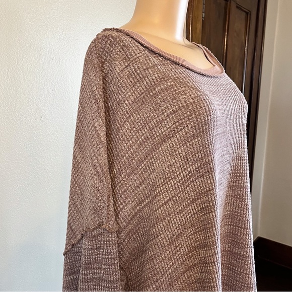 Free People We The Free So Fresh Oversized Slouchy Thermal Chestnut Sz Medium - Picture 7 of 10